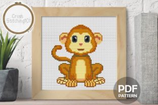 A Modern Cross Stitch Monkey for Boutique Apparel