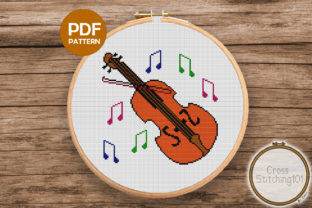 A Modern Cross Stitch Violin Design for Boutique Sweatshirts