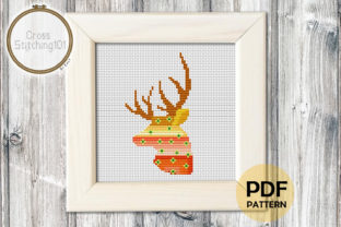 A Modern Deer Head Pattern for Cross Stitch Projects