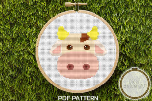 Brown Blanche Cow: A Modern Cross Stitch Gem for Apparel